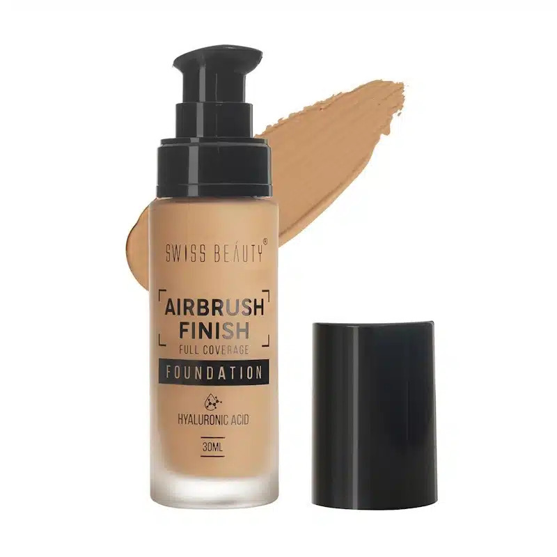 Swiss Beauty Airbrush Finish Foundation bottle, Nude Beige shade, full coverage for medium skin. - thumbnail