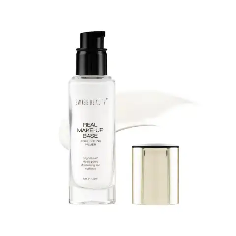 Swiss Beauty Highlighting Primer 32ml tube lying angled on a clean white background, showcasing packaging.