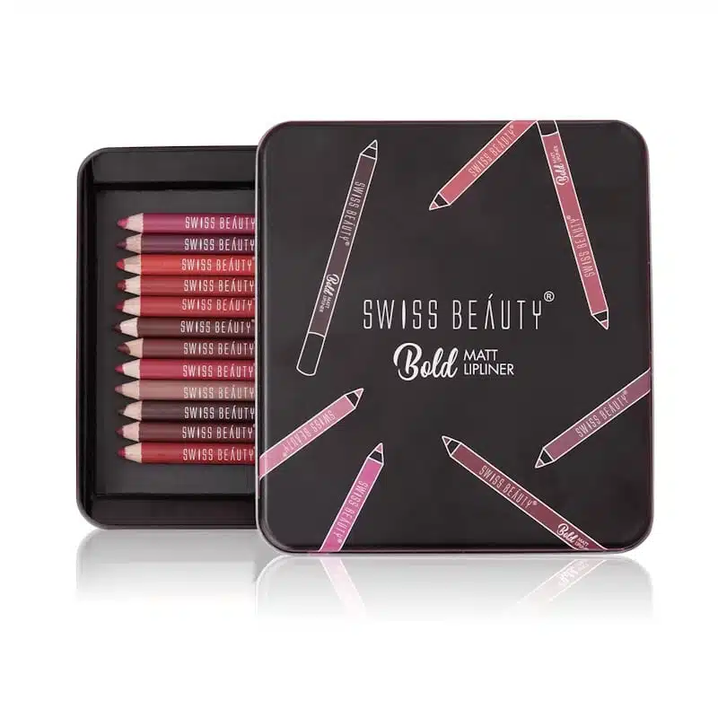 Swiss Beauty Bold Matte 12 Pcs lipliner set displayed, showcasing diverse vibrant shades. - thumbnail