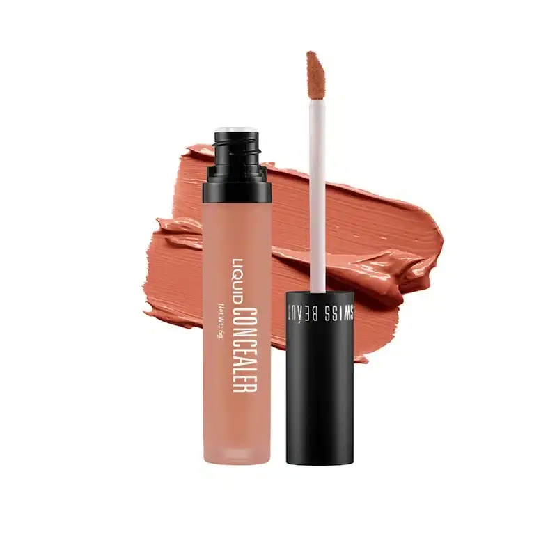 Swiss Beauty Liquid Concealer Orange tube, applicator extended, revealing the smooth orange product. - thumbnail