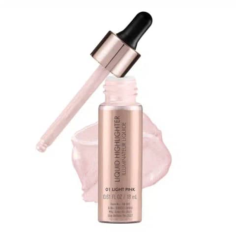 Swiss Beauty Light Pink Liquid Highlighter tube with silver cap, standing upright on white background.