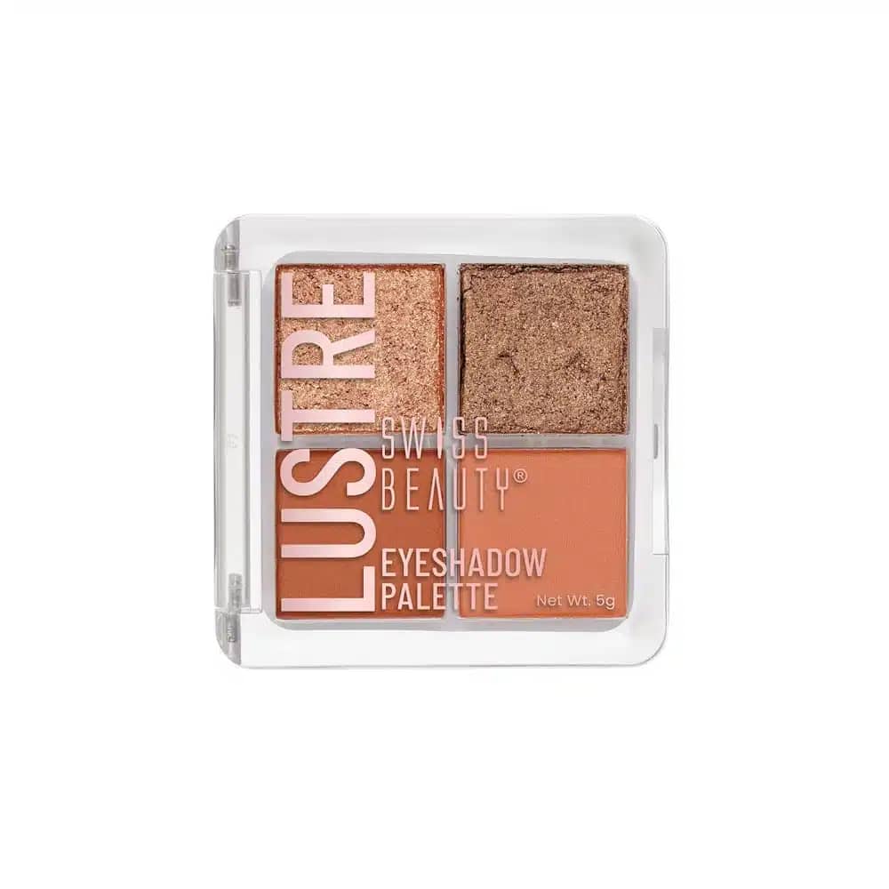 Swiss Beauty Lustre Eyeshadow Palette Shimmer Nude Addict 02, closed black compact with gold logo. - thumbnail