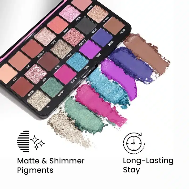 Open Swiss Beauty Major One eyeshadow palette showcasing 21 vibrant matte and shimmer shades. - thumbnail