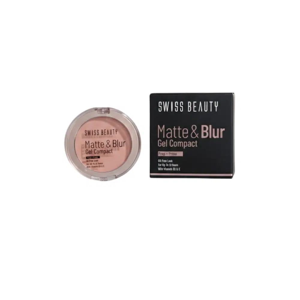 Open Swiss Beauty Matte & Blur Compact showing smooth white gel and applicator sponge. - thumbnail