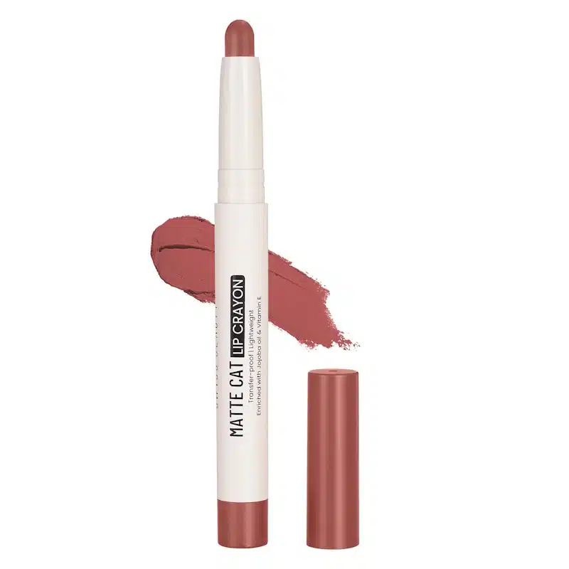 Swiss Beauty Matte Cat Lip Crayon Tangerine Buff 01, black packaging, with orange-nude tip showing. - thumbnail