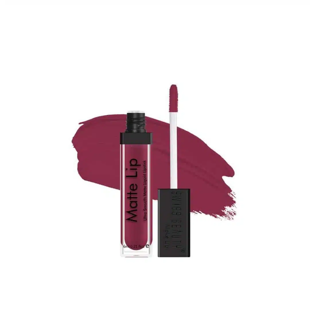 Swiss Beauty Matte Liquid Lipstick Berry Boom 37 tube standing upright, showcasing rich berry red color. - thumbnail