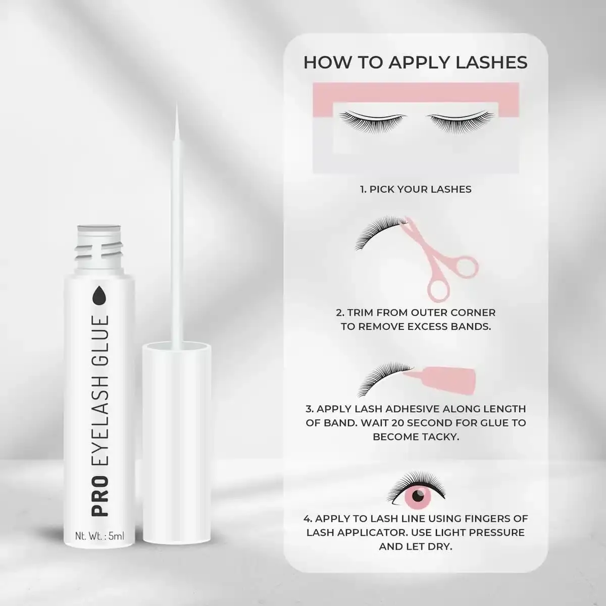 Swiss Beauty white eyelash glue applicator brush withdrawn from tube, showing adhesive. - thumbnail