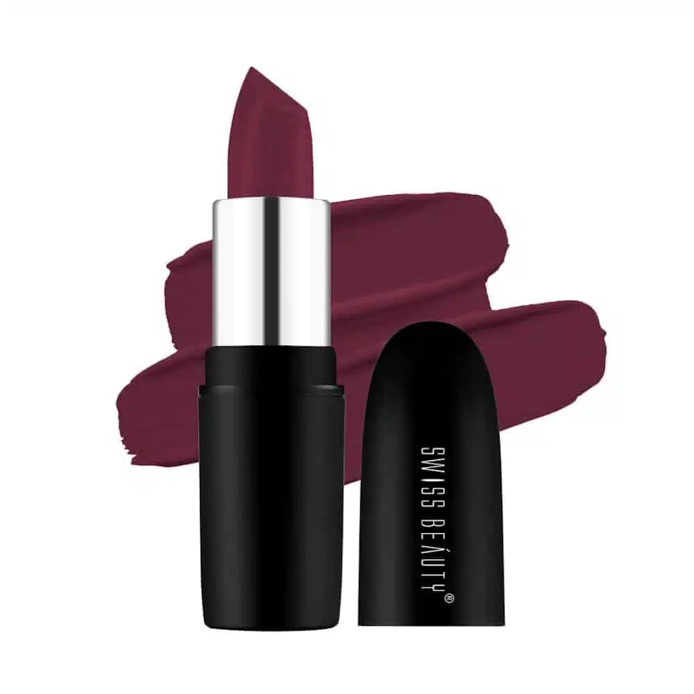 Swiss Beauty Pure Matte Lipstick Brandy Harrington 230 in sleek dark tube with gold branding. - thumbnail