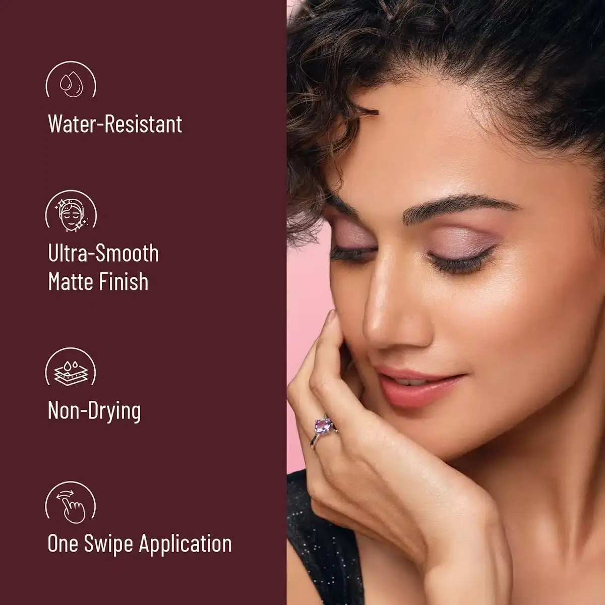 Swiss Beauty Pure Matte Lipstick Cafe Mocha 225 with cap removed, revealing matte bullet. - thumbnail