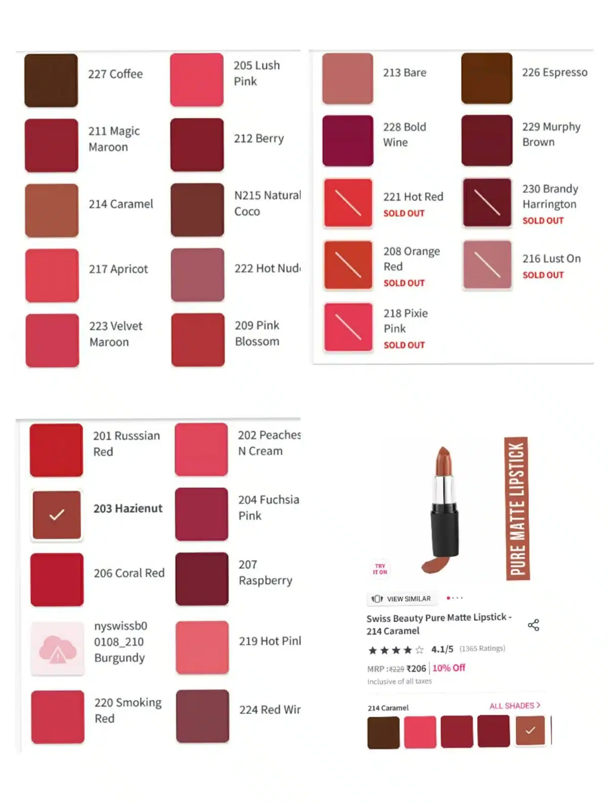 Close-up of Swiss Beauty Pure Matte Lipstick bullet, highlighting its smooth rich Hut Ret 221 color. - thumbnail