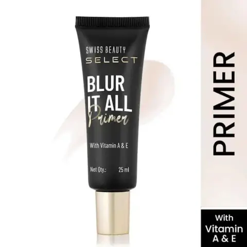 Swiss Beauty Blur It All Primer 25ml in a standing lavender squeeze tube with silver cap.