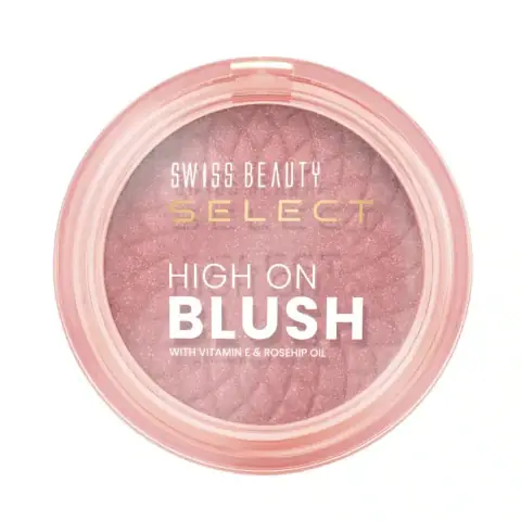Swiss Beauty Select High on Blush Soft Pink 02 compact, open revealing the pink blush with applicator.
