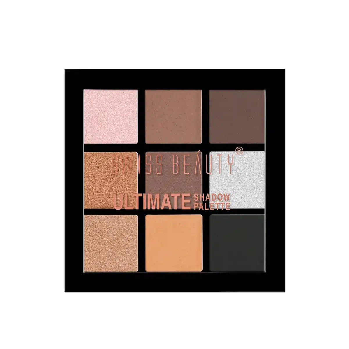 Sleek black Swiss Beauty Ultimate Eyeshadow Palette 9 Color 05, closed, displayed on white background. - thumbnail