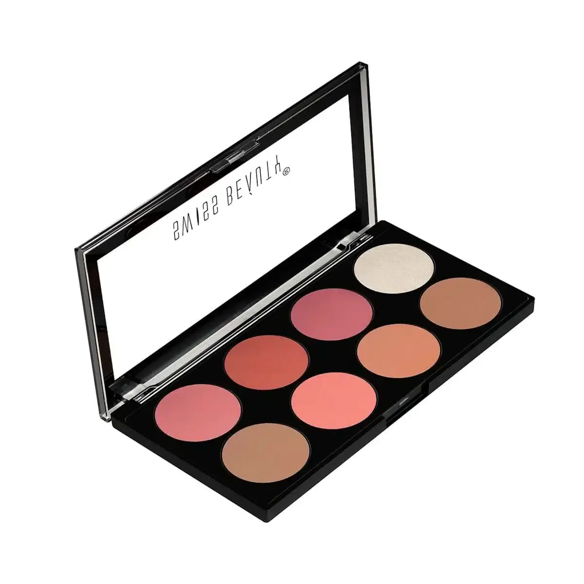 Swiss Beauty Ultra Blush Palette 03 open, revealing four vibrant pink and coral blush shades. - thumbnail