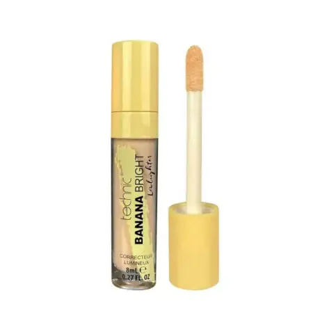 Front view of Technic Banana Correcteur Lumineux, an 8ml yellow tube with black cap.