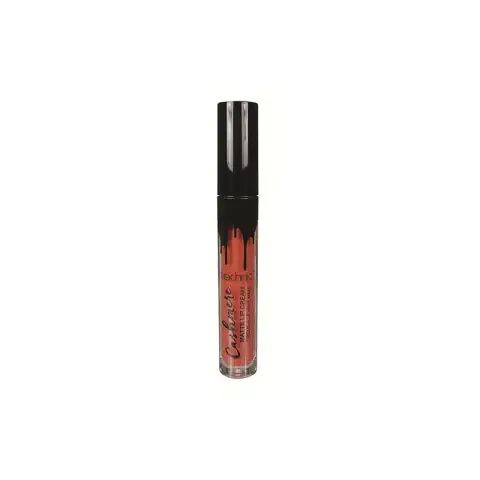 Technic Cashmere Matte Lip Cream Exposed in clear tube, standing upright on white background.
