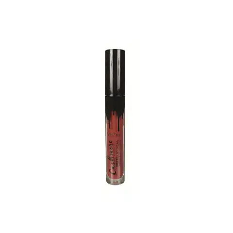 Technic Cashmere Matte Lip Cream in vibrant red tube with sleek black cap, standing upright.