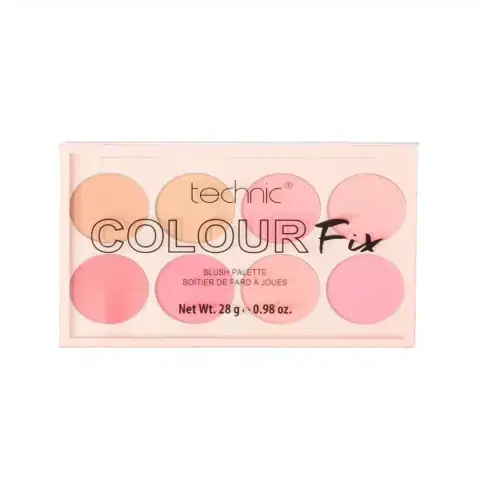 Technic Color Fix 8 Color Blush Palette in its elegant black closed compact.