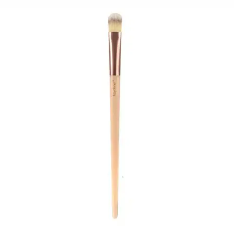 Technic concealer brush features a sleek black handle, silver ferrule, and soft white to brown angled bristles.