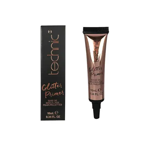 Technic Glitter Primer 10ml tube, clear packaging with black cap, angled view on white.