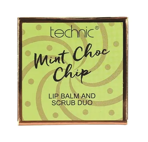 Technic Mint Lip Scrub and Balm Duo, clear tubes showcasing both products upright.