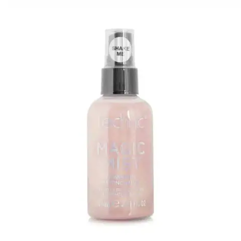 Technic Magic Mist Setting Spray in 80ml clear bottle, rose gold cap, front view.