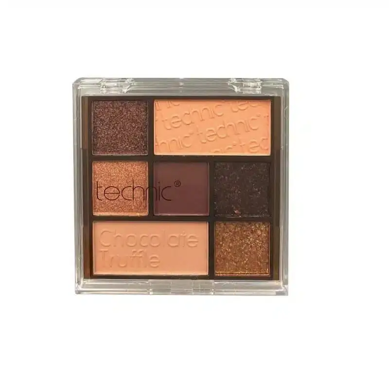 Technic Chocolate Truffle pressed pigment palette open, revealing rich brown and gold shimmer eyeshadows. - thumbnail