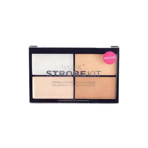 Technic Strobe Kit highlighters palette open, showcasing four shimmery cream and powder shades.