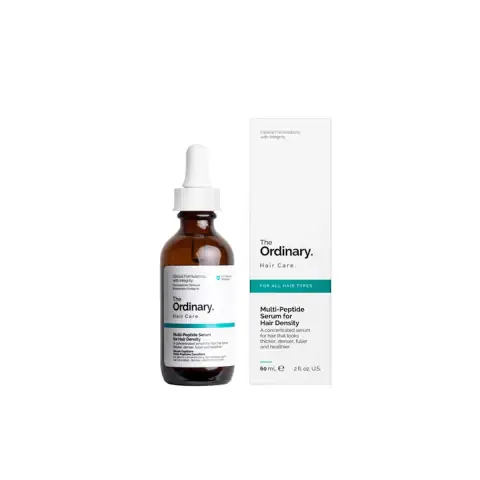 The Ordinary Multi-peptide Hair Serum 60ml, amber glass dropper bottle, front studio view.