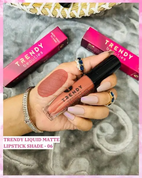 Trendy Beauties Liquid Matte Lipstick Waterproof 06, sleek black tube with clear applicator cap.