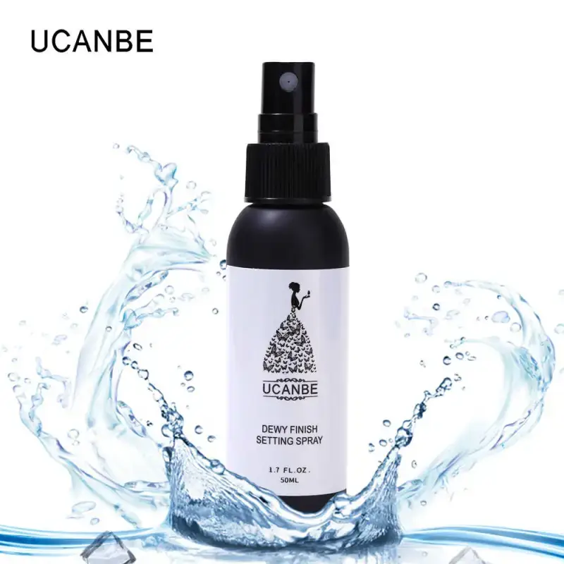 Close-up of fine dewy mist creating a luminous glow, showcasing UCANBE setting spray's finish. - thumbnail