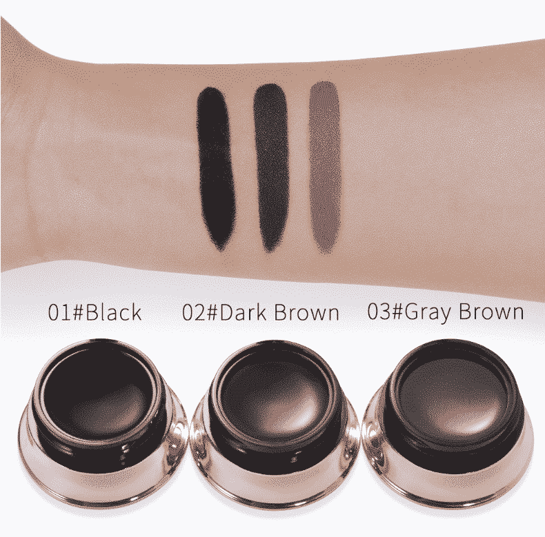 Close-up of UCANBE black eyeliner eyebrow gel's smooth creamy texture inside open pot. - thumbnail