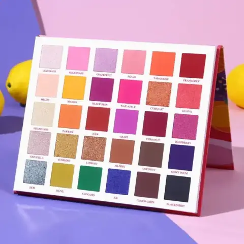 UCANBE Fruit Pie Filling Eyeshadow Palette, closed, featuring a vibrant fruit design on its lid.