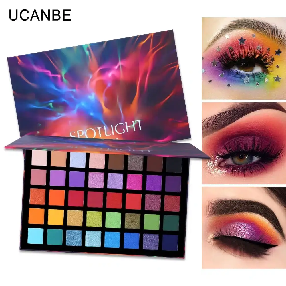 UCANBE Spotlight Eyeshadow Palette closed, showcasing its elegant black packaging and branding. - thumbnail