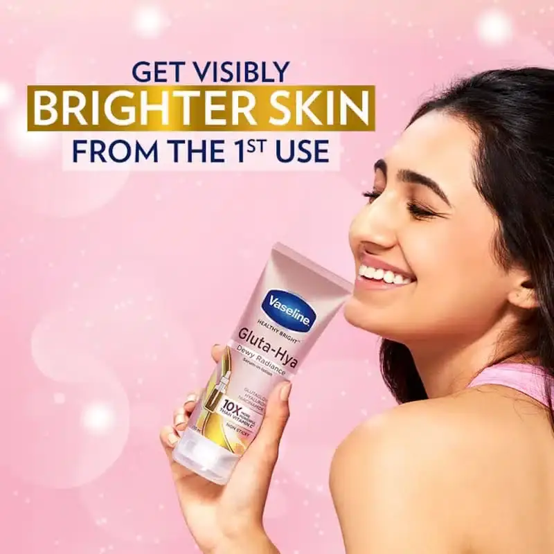 Close-up of Vaseline Gluta Hya Serum in Lotion bottle, showing the pink pump dispenser. - thumbnail