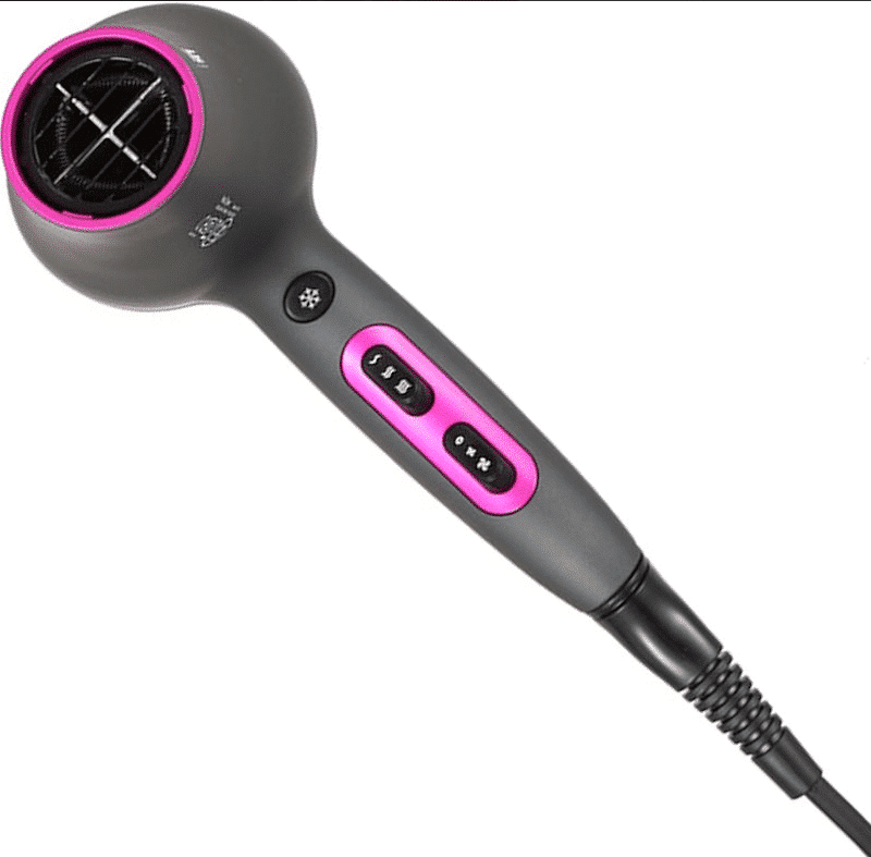 VGR V 402 professional hair dryer unit and two included concentrator attachments laid out. - thumbnail