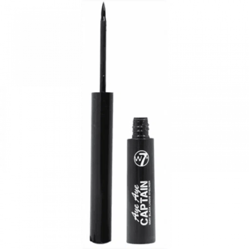 W7 Aye Aye Captain very black liquid eyeliner pen, upright with gold cap, showcasing brand details. - thumbnail