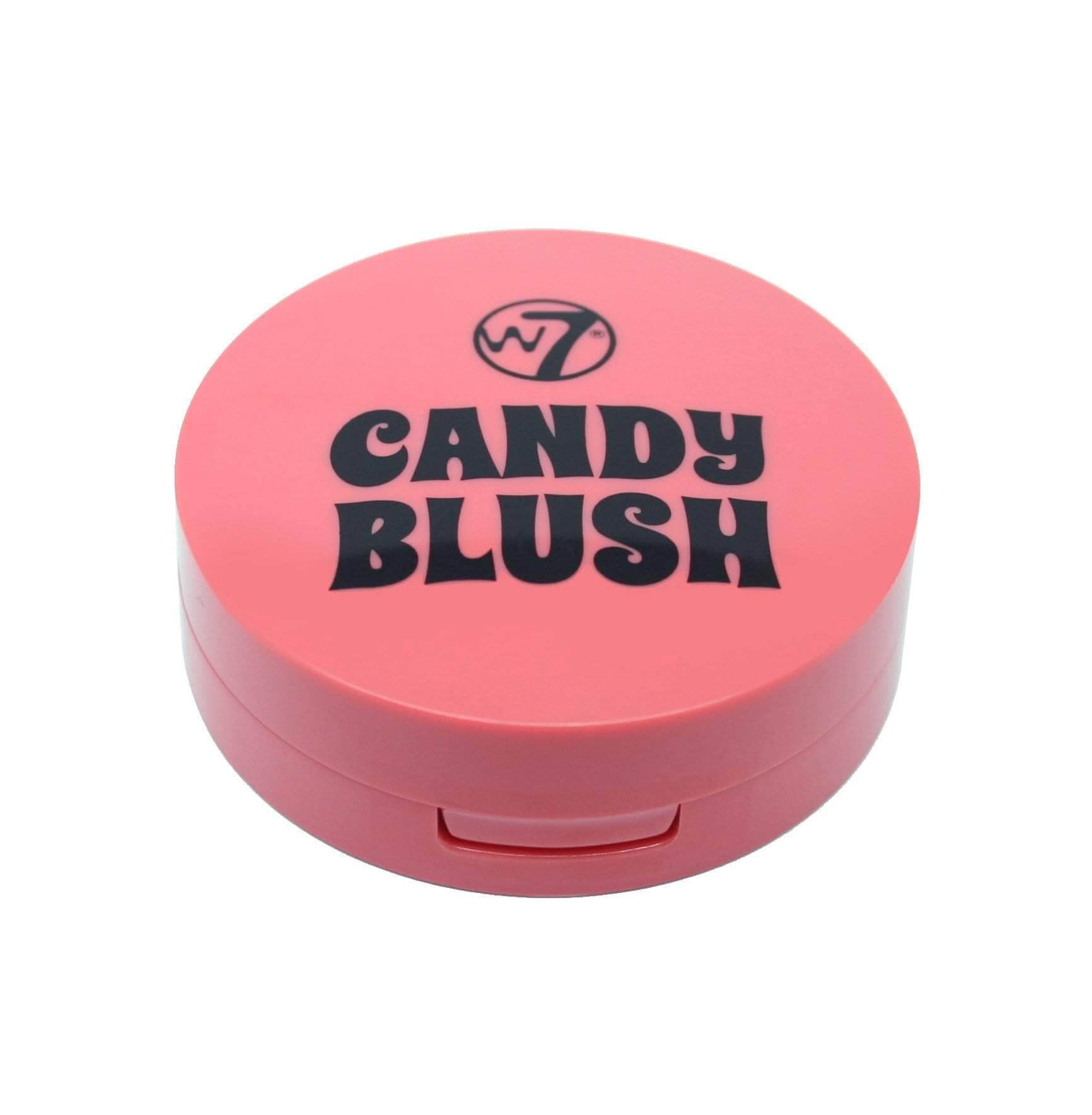 W7 Candy Blush Blusher in Scandal, vibrant pink pressed powder in transparent round compact. - thumbnail
