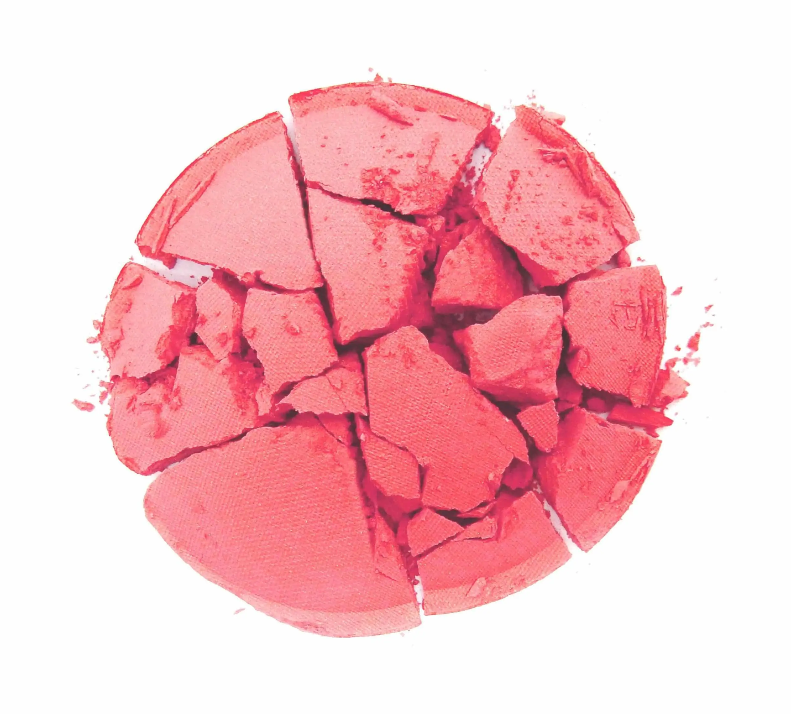 Angled close-up of W7 Candy Blush Blusher Scandal, revealing vibrant pink powder inside clear compact. - thumbnail