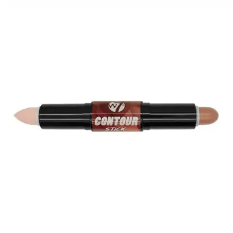 Close-up of W7 Contour Stick in Medium, revealing its precise bullet and sleek black casing.