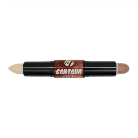W7 Contour Stick Natural in its elegant silver tube, revealing the dark brown creamy product.
