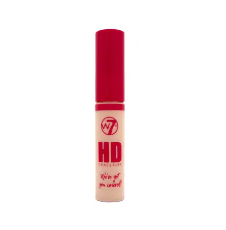 W7 HD Concealer Light Warm LW5, clear tube standing upright, revealing the liquid product.