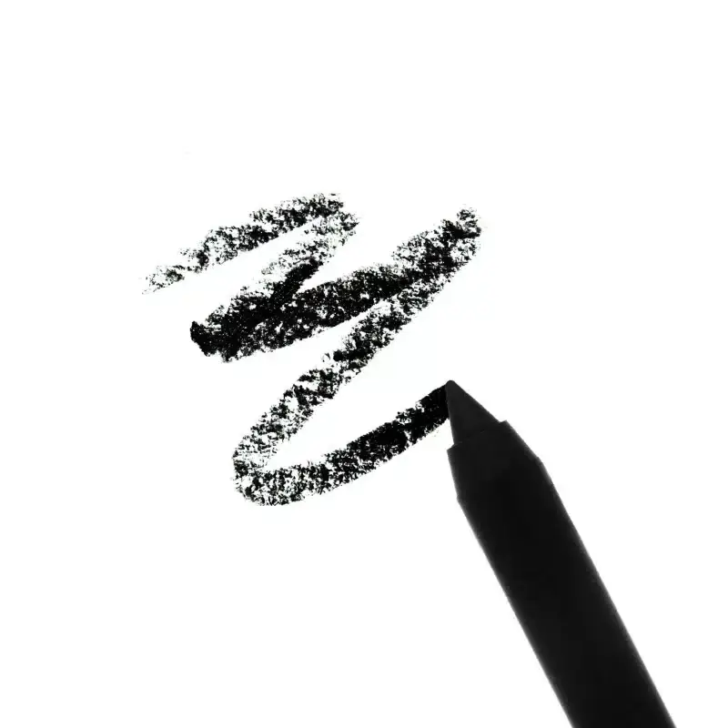 W7 Oh My Gel! eyeliner pencil uncapped, revealing smooth black gel tip held horizontally. - thumbnail