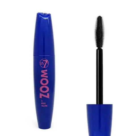 Full W7 Zoom Mascara black tube with "7x More Volume" text on a white background.
