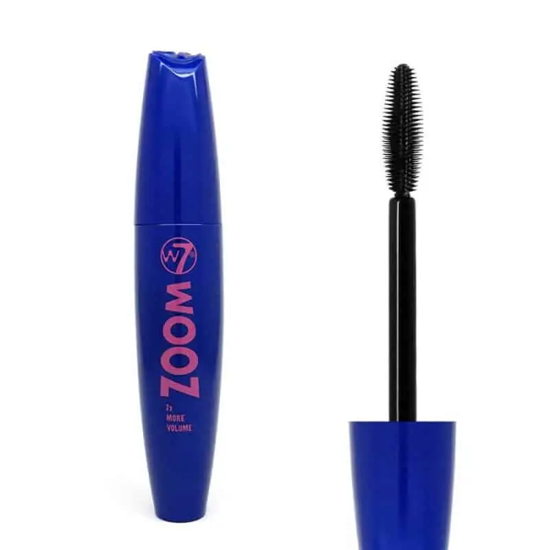 Open W7 Zoom Mascara showing the black wand applicator with mascara bristles extended. - thumbnail