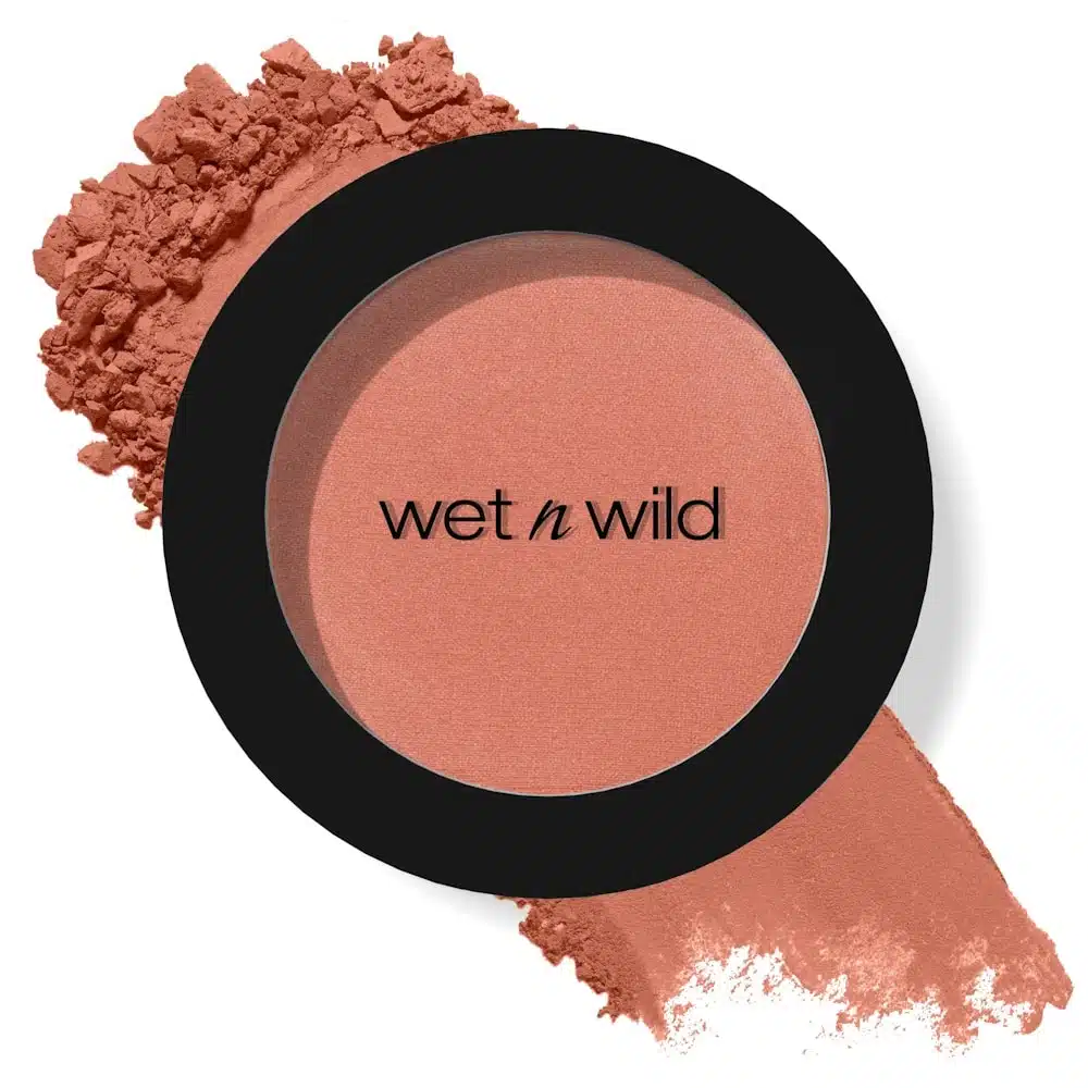 Wet n Wild Color Icon Blush in Mellow Wine, closed black compact with clear lid displaying product. - thumbnail