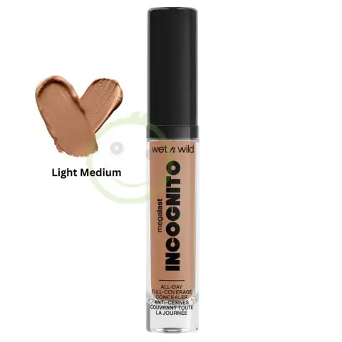 Wet N Wild Mega Last Incognito Concealer Light Medium shade, clear tube with white cap.