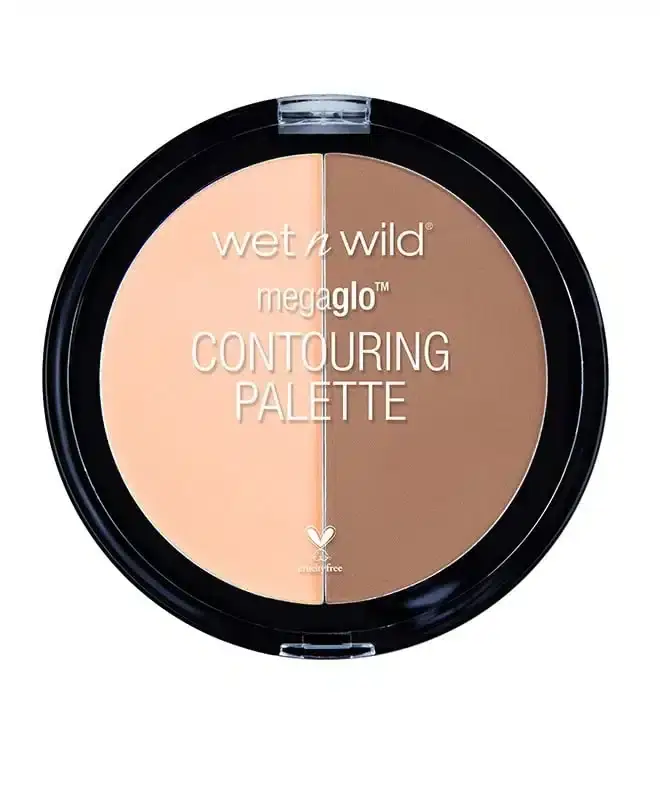 Wet N Wild MegaGlo Contouring Palette Dulce De Leche, black compact, clear lid, light and dark shades. - thumbnail