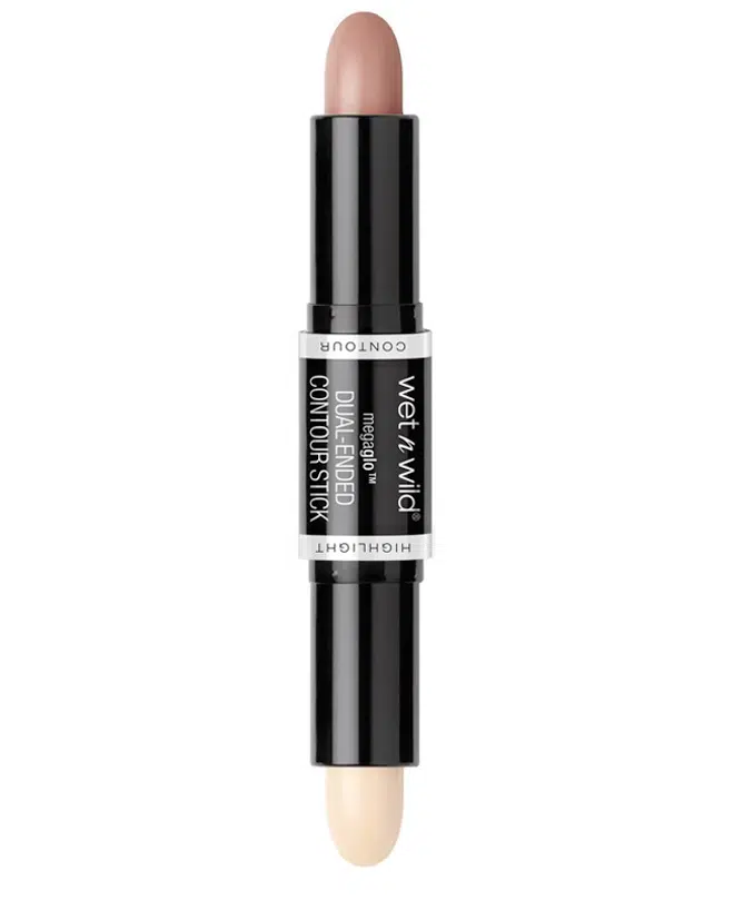 Wet N Wild Megaglo Dual Ended Contour Stick Light Medium stands upright, showcasing both ends. - thumbnail