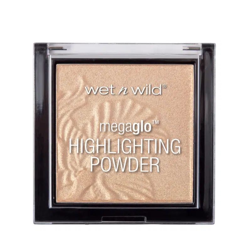 Wet N Wild MegaGlo highlighting powder, Golden Flower Crown, shimmering golden compact with clear lid. - thumbnail